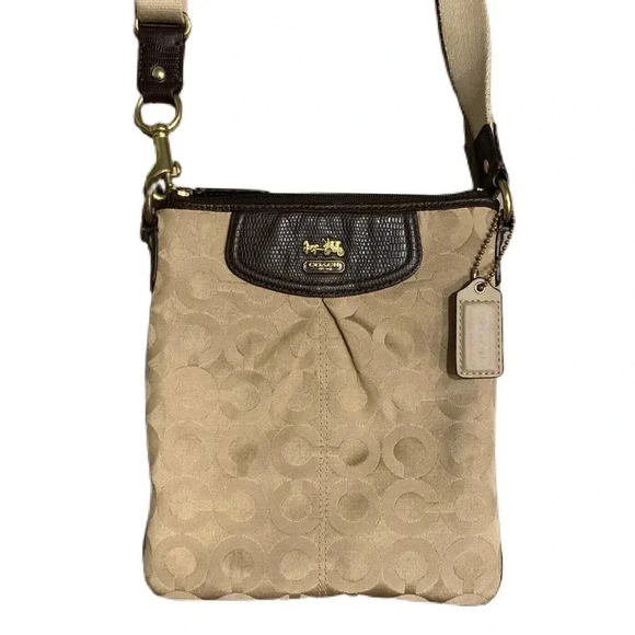 Coach Signature Crossbody Bag Brown Tan - Picture 1 of 8